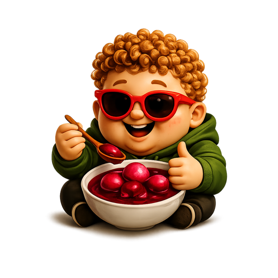 Cousin Leo in red sunglasses giving a thumbs up